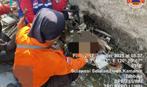 Tim Gabungan BPBD, Damkar dan Polisi menemukan balita berusia dua tahun bernama Alfarizky